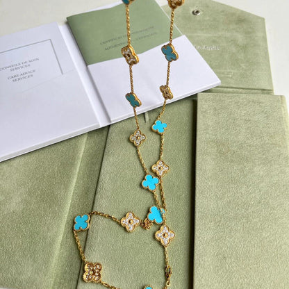 [Kismet Jewels ]CLOVER 20 MOTIFS TURQUOISE DIAMOND NECKLACE