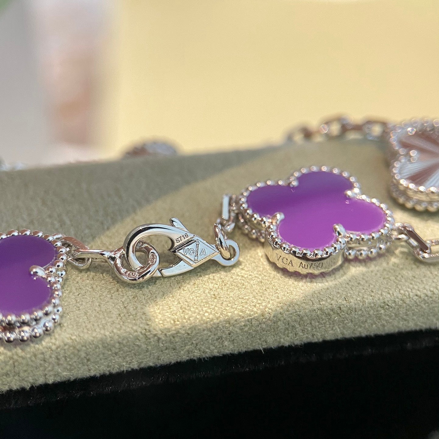 [Kismet Jewels ]CLOVER  5 MOTIFS  PURPLE VIOLET BRACELET SILVER