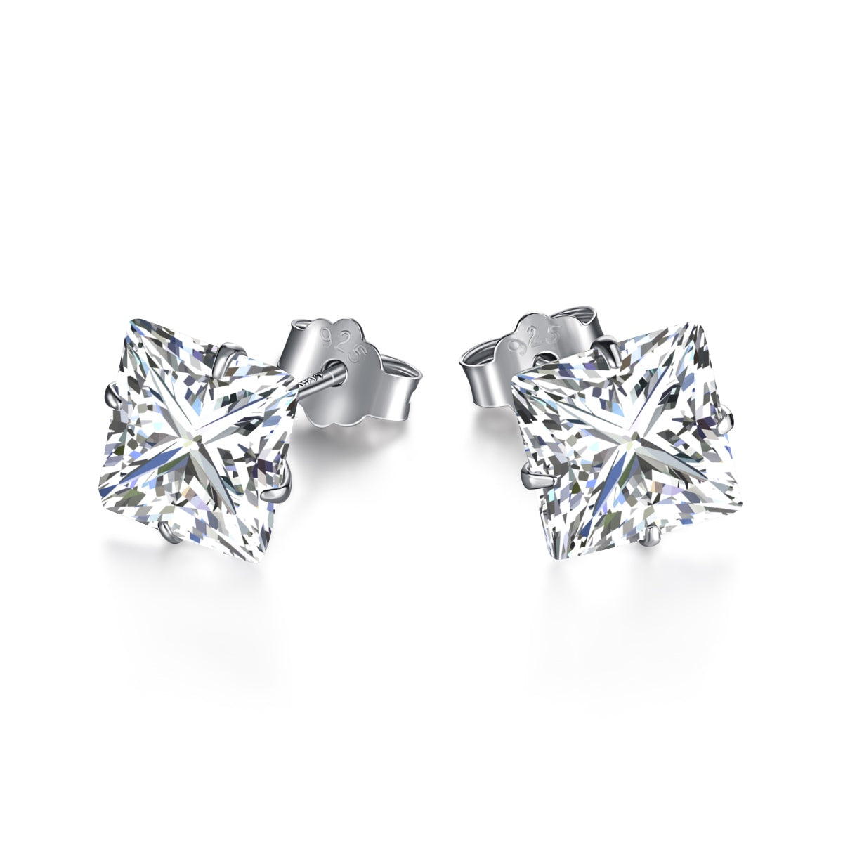 [Kismet Jewels ]Stylish Shiny Square Center Stone Stud Earrings