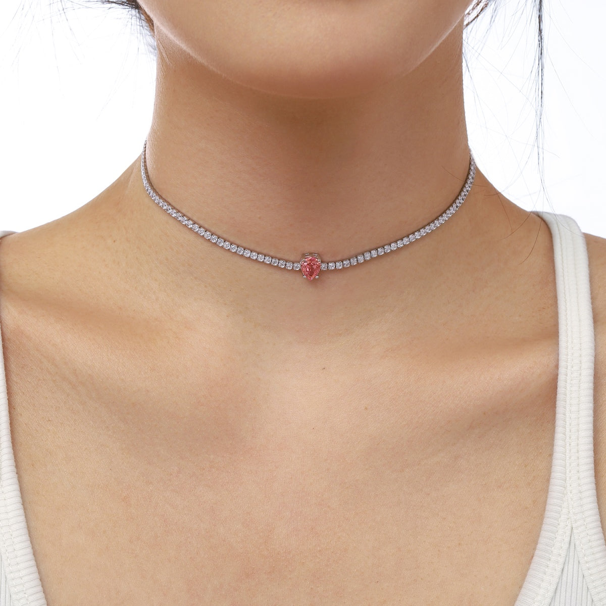 [Kismet Jewels ]1.0 carat Unique Pear Cut Tennis Necklace