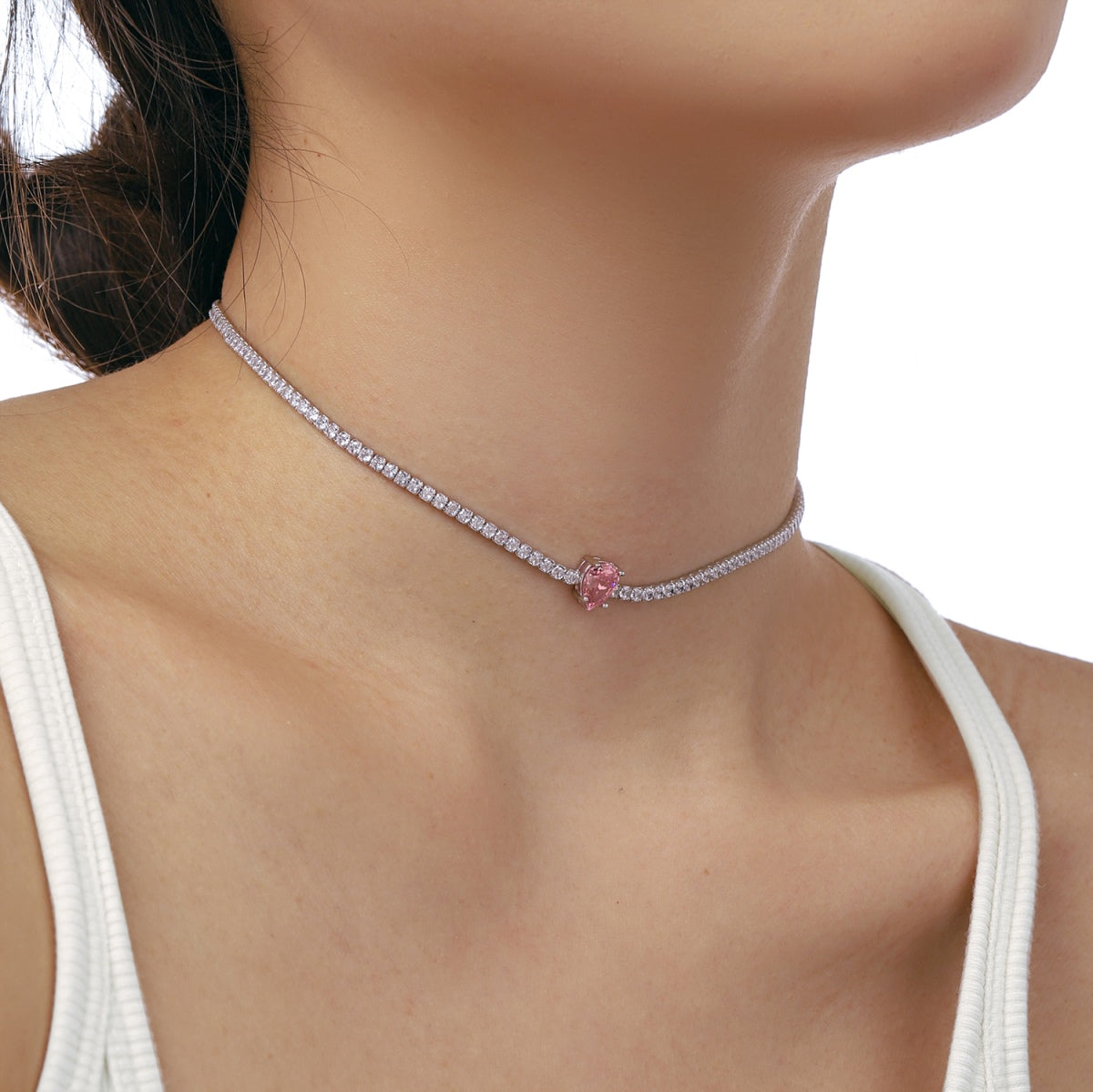 [Kismet Jewels ]1.0 carat Unique Pear Cut Tennis Necklace