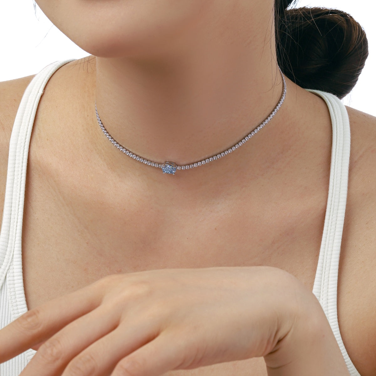 [Kismet Jewels ]1.0 Carat Shining Oval Cut Necklace