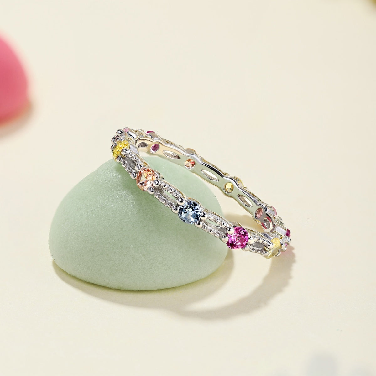 [Kismet Jewels ]Sparkling Colorful Round Cut Tennis Ring