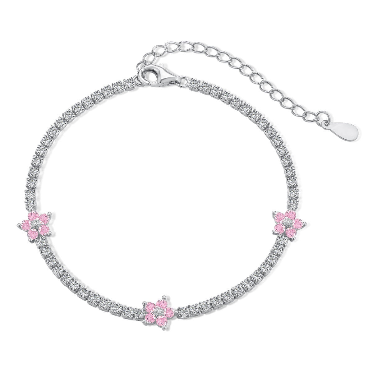 [Kismet Jewels ]Sparkling Flower Shape Tennis Bracelet