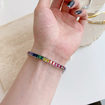 [Kismet Jewels ]Radiant Colorful Princess Cut Tennis Bracelet