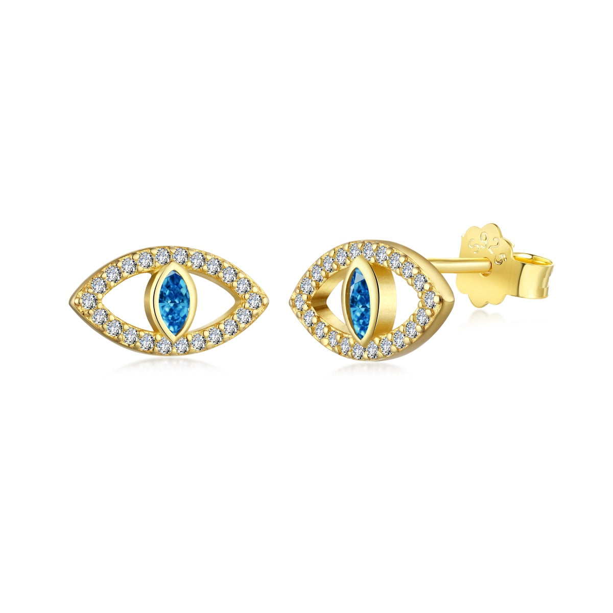 [Kismet Jewels ]Blue Devil Eyes Hollow Stud Earrings