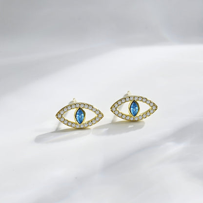 [Kismet Jewels ]Blue Devil Eyes Hollow Stud Earrings