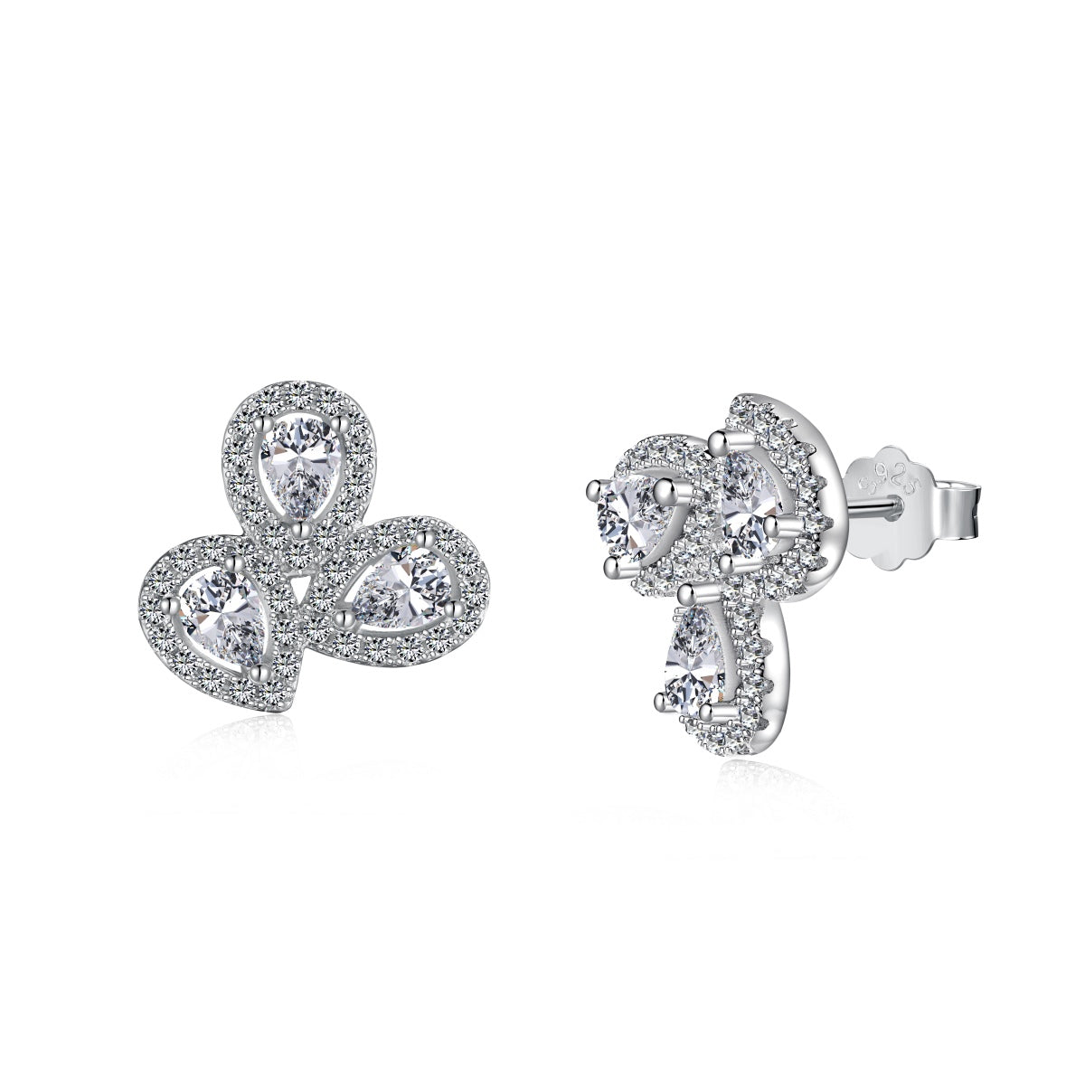 [Kismet Jewels ]Ornate Flower Shape Pear Cut Lover Earrings