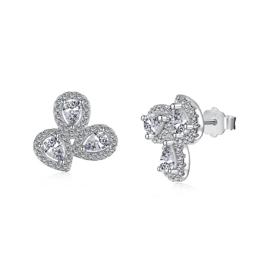 [Kismet Jewels ]Ornate Flower Shape Pear Cut Lover Earrings