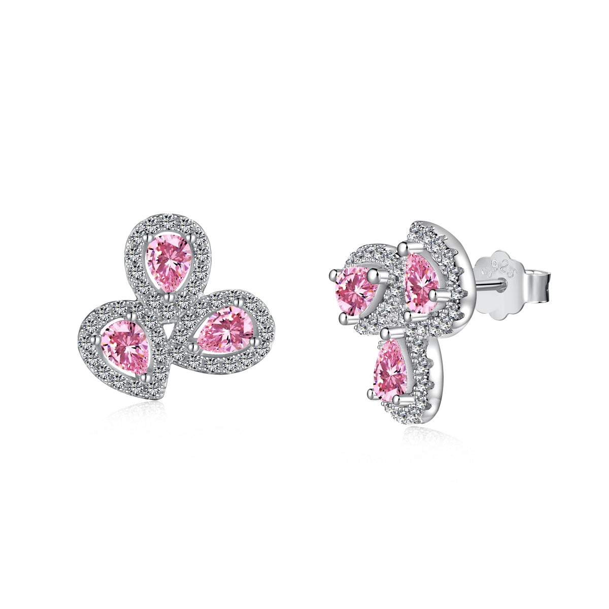 [Kismet Jewels ]Ornate Flower Shape Pear Cut Lover Earrings