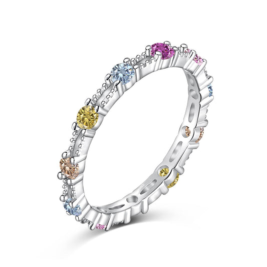 [Kismet Jewels ]Sparkling Colorful Round Cut Tennis Ring