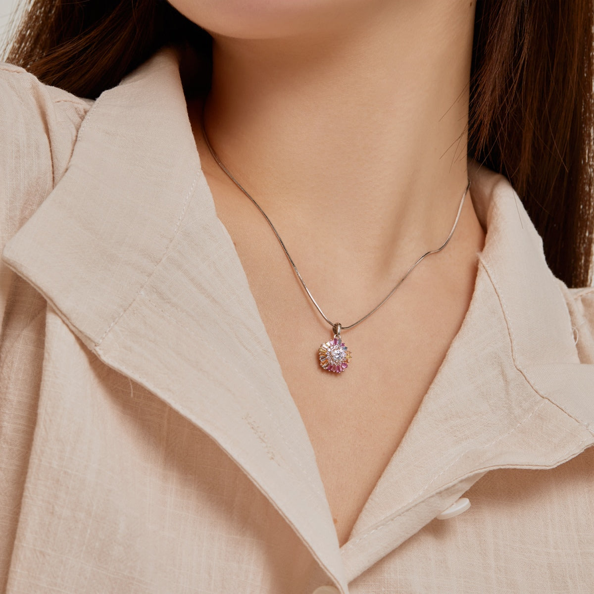 [Kismet Jewels ]Charming Flower Colorful Necklace