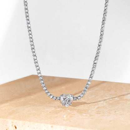 [Kismet Jewels ]2.0 Carat Sparkling Tennis Heart Cut Necklace
