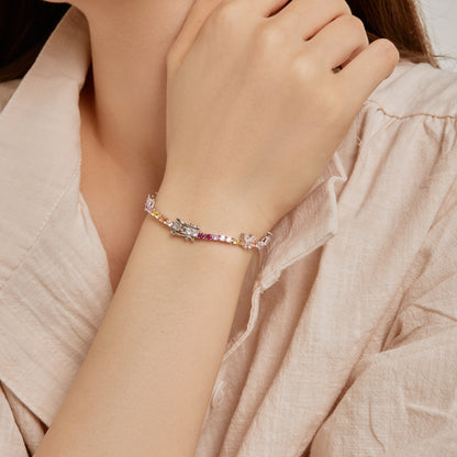 [Kismet Jewels ]Ornate Colorful Butterfly Shape Round Cut Daily Bracelet