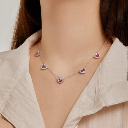 [Kismet Jewels ]Sparkling Five Heart Necklace