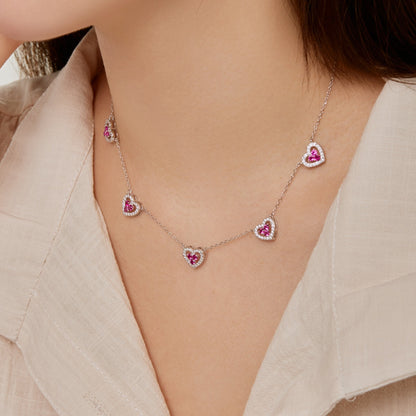 [Kismet Jewels ]Sparkling Five Heart Necklace