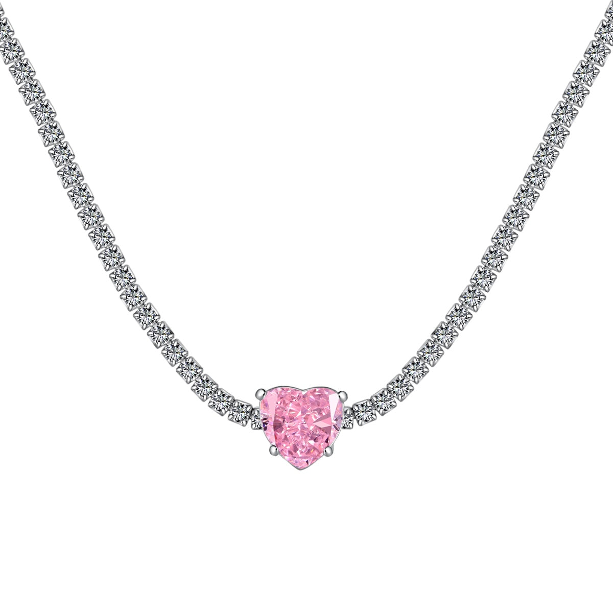 [Kismet Jewels ]2.0 Carat Sparkling Tennis Heart Cut Necklace