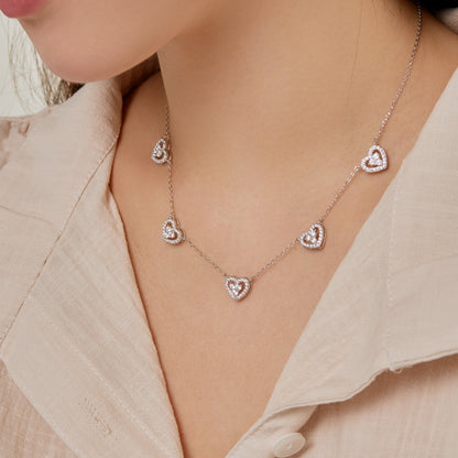 [Kismet Jewels ]Sparkling Five Heart Necklace