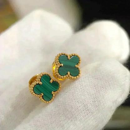[Kismet Jewels ]CLOVER MINI 9.5MM MALACHITE  EARRINGS