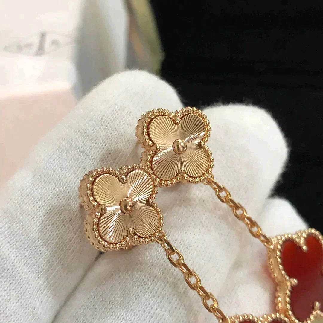 [Kismet Jewels ]CLOVER 2 MOTIF  LASER CARNELIAN EARRINGS