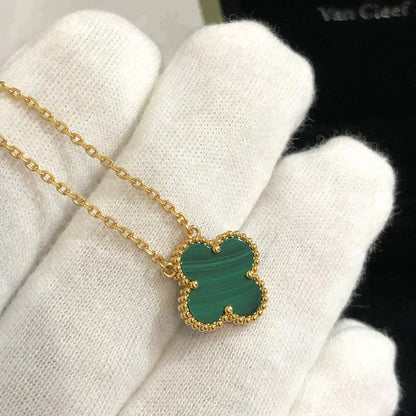 [Kismet Jewels ]CLOVER 15MM MALACHITE SINGLE FLOWER  NECKLACE