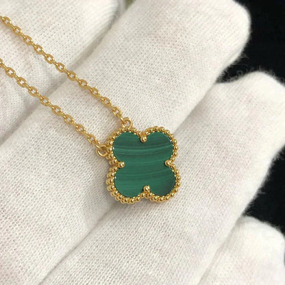 [Kismet Jewels ]CLOVER 15MM MALACHITE SINGLE FLOWER  NECKLACE