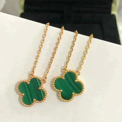 [Kismet Jewels ]CLOVER 15MM MALACHITE SINGLE FLOWER  NECKLACE