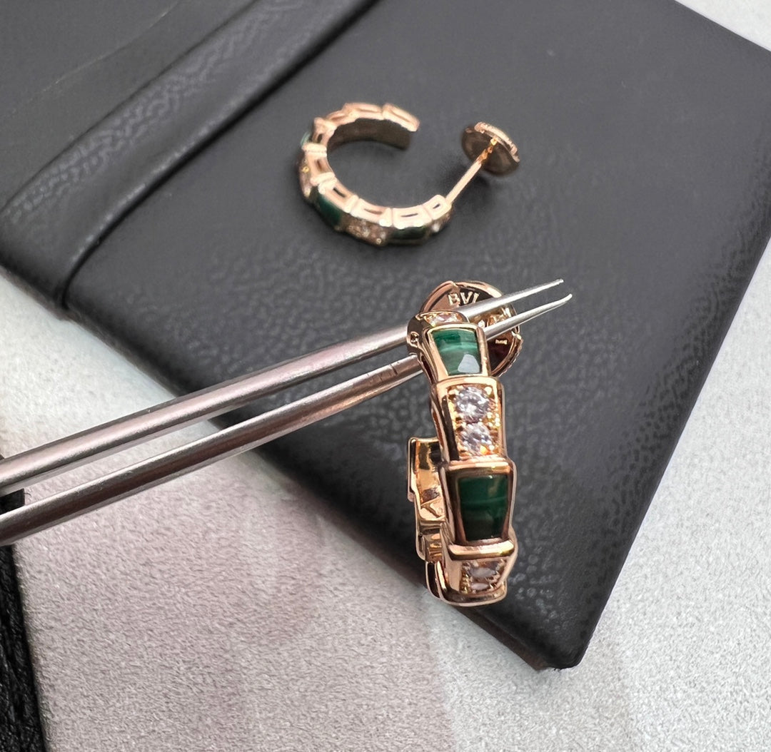 [Kismet Jewels ]SERPENTI MALACHITE PINK GOLD EARRINGS