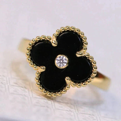 [Kismet Jewels ]CLOVER ONYX RING GOLD DIAMOND