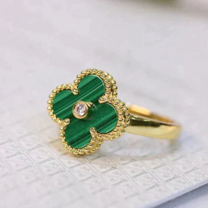 [Kismet Jewels ]CLOVER MALACHITE RING GOLD DIAMOND