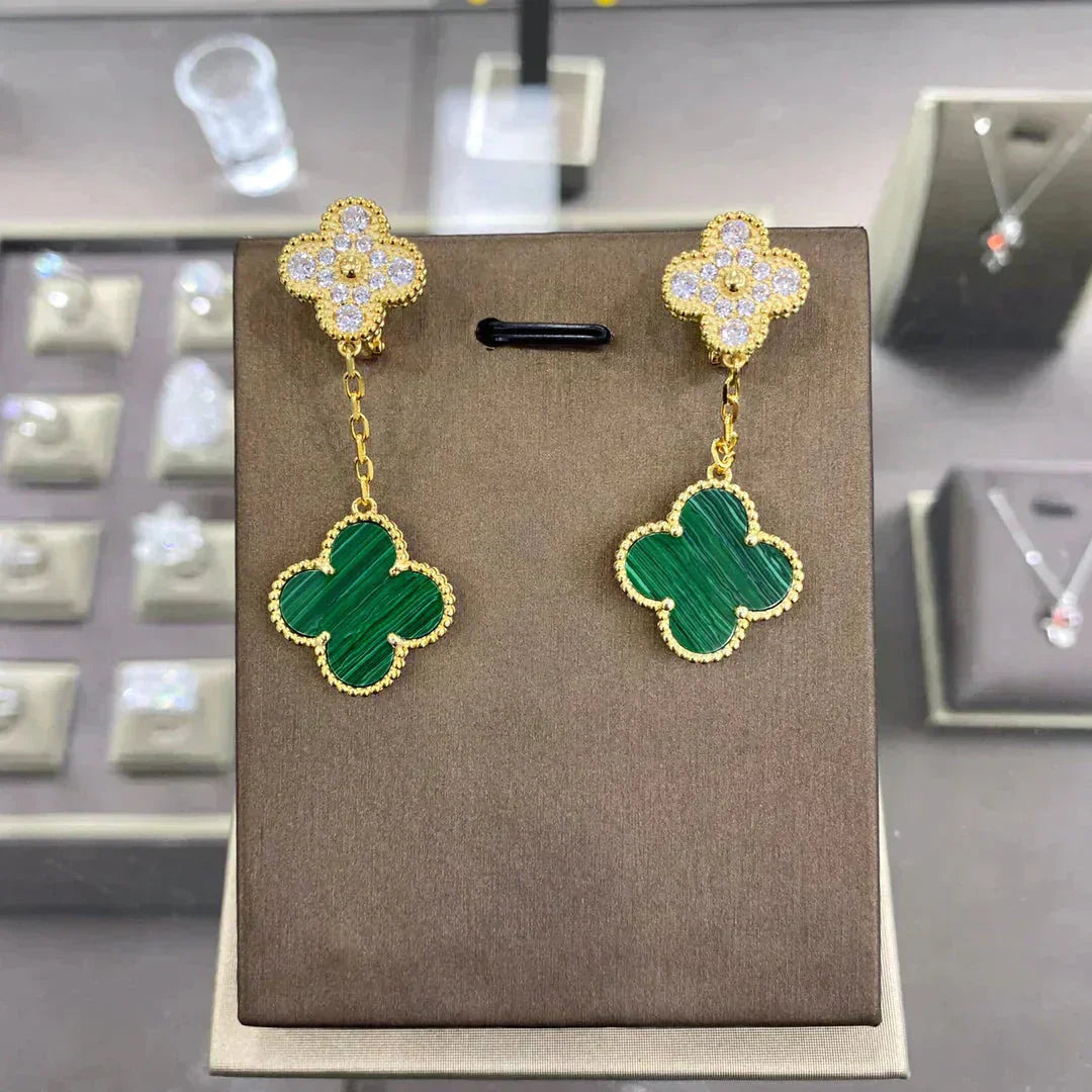 [Kismet Jewels ]CLOVER  2 MOTIFS  DIAMOND  EARRINGS (MULTIPLE CHOICESç´