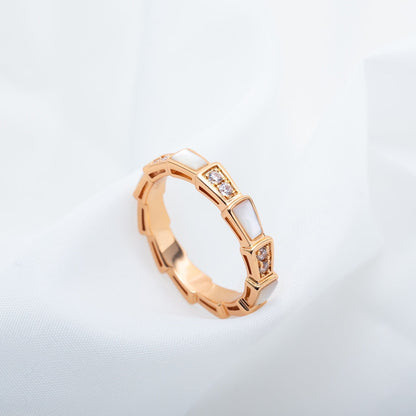 [Kismet Jewels ]SERPENTI RING PINK GOLD DIAMOND MOP 3MM