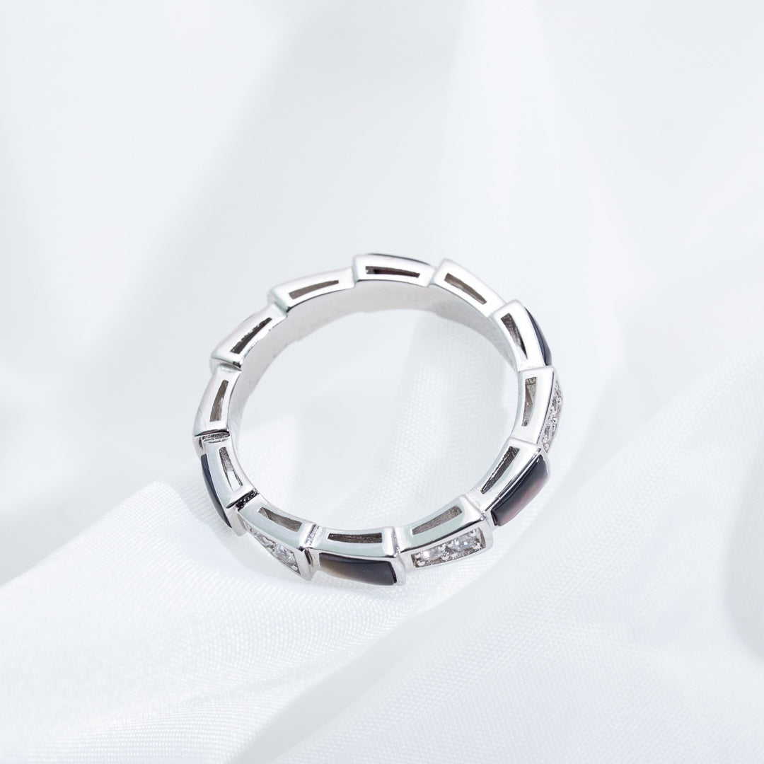 [Kismet Jewels ]SERPENTI RING SILVER  DIAMOND BLACK MOP 3MM