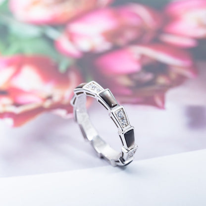 [Kismet Jewels ]SERPENTI RING SILVER  DIAMOND BLACK MOP 3MM