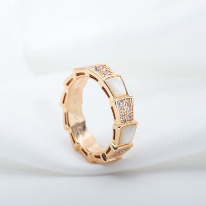 [Kismet Jewels ]SERPENTI RING PINK GOLD MOP DIAMOND PAVED 4MM