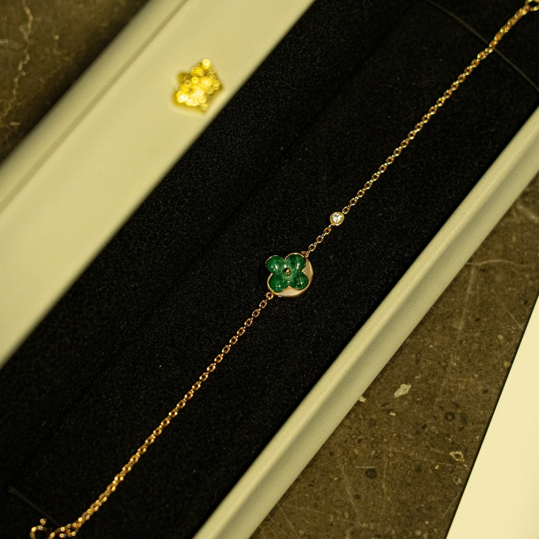 [Kismet Jewels ]SUN MALACHITE 1 DIAMOND PINK GOLD BRACELET