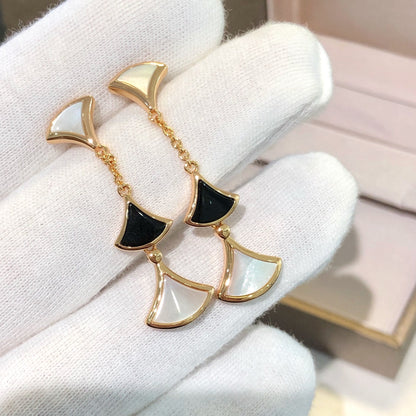 [Kismet Jewels ]DREAM EARRINGS 3 MOTIFS ONYX MOP PINK GOLD