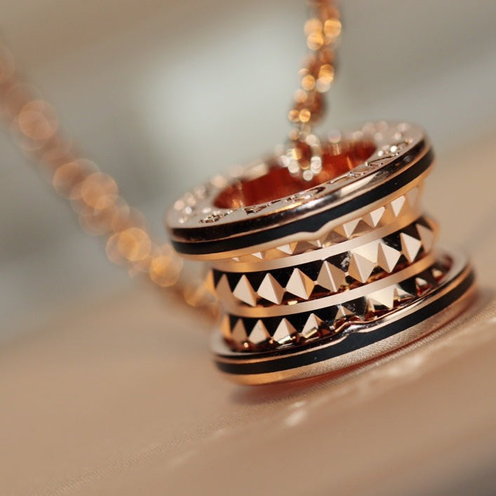 [Kismet Jewels ]ZERO 1 ROCK PEDANT PINK GOLD BLACK NECKLACE