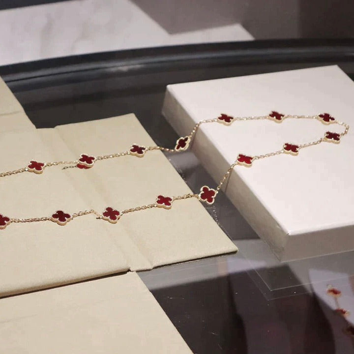 [Kismet Jewels ]CLOVER 20 MOTIFS CARNELIAN NECKLACE