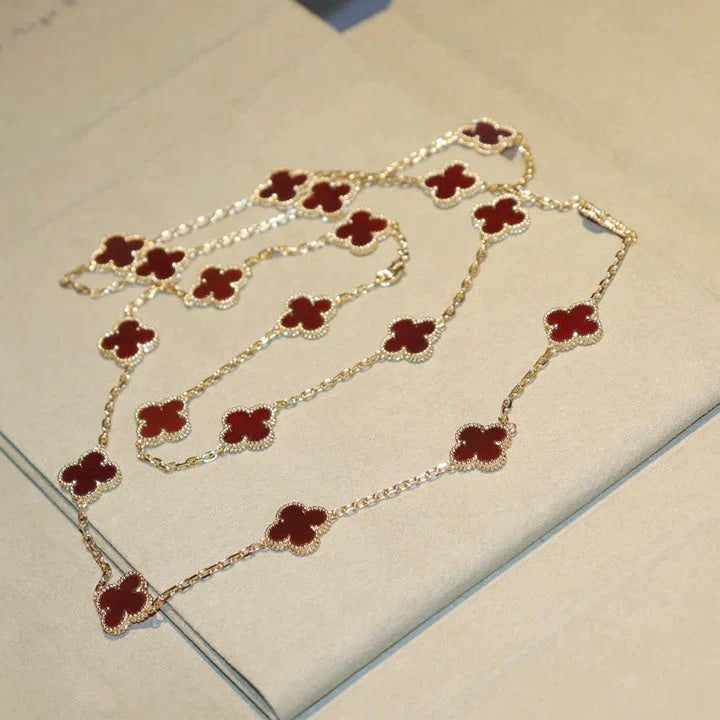 [Kismet Jewels ]CLOVER 20 MOTIFS CARNELIAN NECKLACE