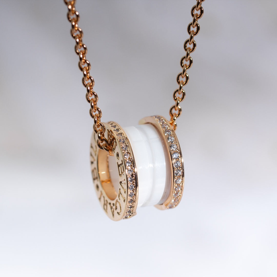 [Kismet Jewels ]ZERO 1 WHITE CERAMIC PINK GOLD DIAMOND NECKLACE