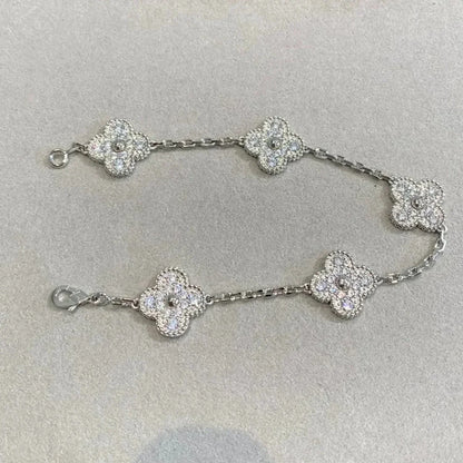 [Kismet Jewels ]CLOVER 5 MOTIFS  DIAMOND BRACELET SILVER