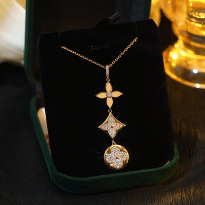 [Kismet Jewels ]STAR AND SUN DIAMOND PINK GOLD NECKLACE