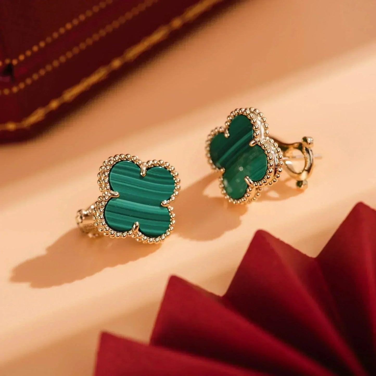 [Kismet Jewels ]CLOVER MEDIUM 1 MOTIFS MALACHITE  EARRINGS