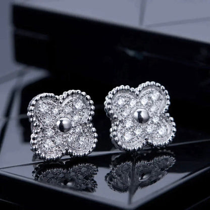 [Kismet Jewels ]CLOVER 1 MOTIFS DIAMOND STUD EARRINGS SILVER