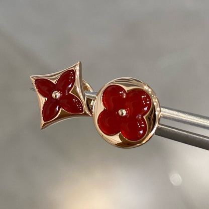 [Kismet Jewels ]STAR AND SUN PINK GOLD CARNELIAN STUD EARRINGS