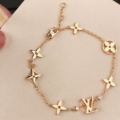 [Kismet Jewels ]STAR AND SUN 7 MOTIFS GOLD BRACELET