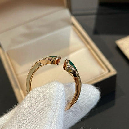[Kismet Jewels ]DREAM MALACHITE DIAMOND OPEN RING