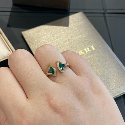 [Kismet Jewels ]DREAM MALACHITE DIAMOND OPEN RING
