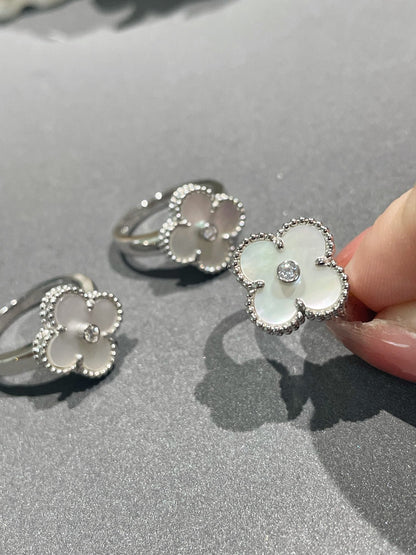 [Kismet Jewels ]CLOVER SILVER MOP DIAMOND RING